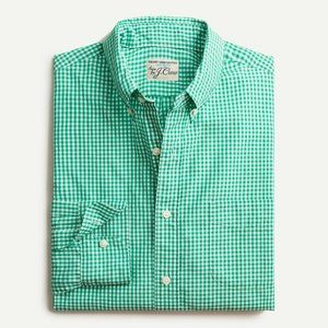 J. Crew Gingham Green Cotton Button Down Shirt
